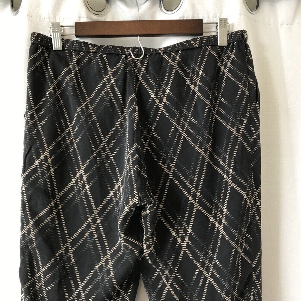 Haute Hippie | Slim Shady Silk Tapered Diamond Plaid Pants Black Size Medium - Picture 9 of 15